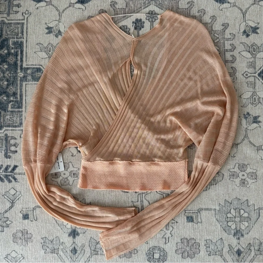 Free People Pluto Textured Wrap Top • Rose Wire Combo • Size XS • NWT